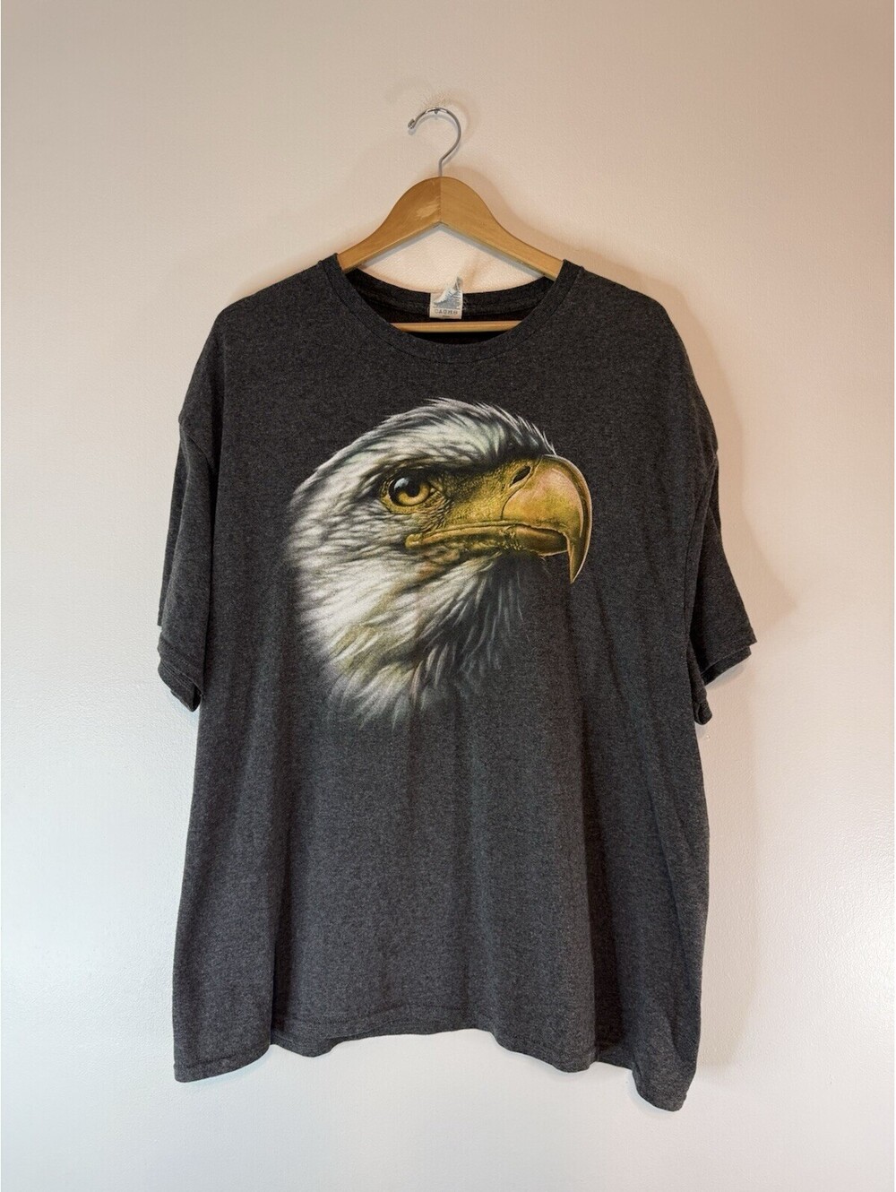 Vintage BALD EAGLE Dark Gray Bird Of Prey Head Delta T-Shirt, Size 2XL